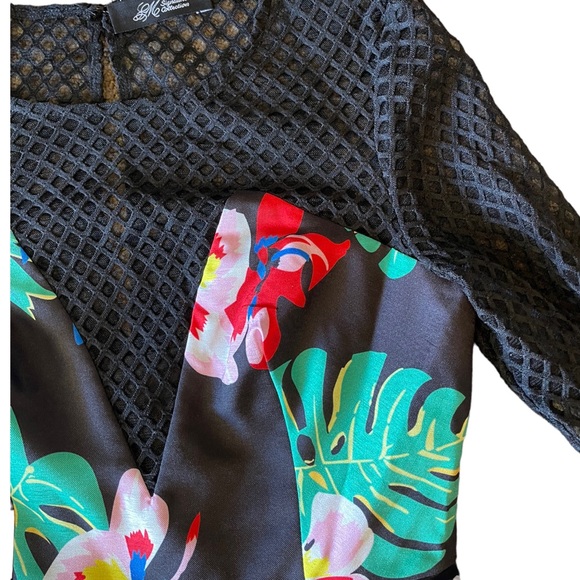 Floral Colorful Mesh Peplum Top - Picture 9 of 13